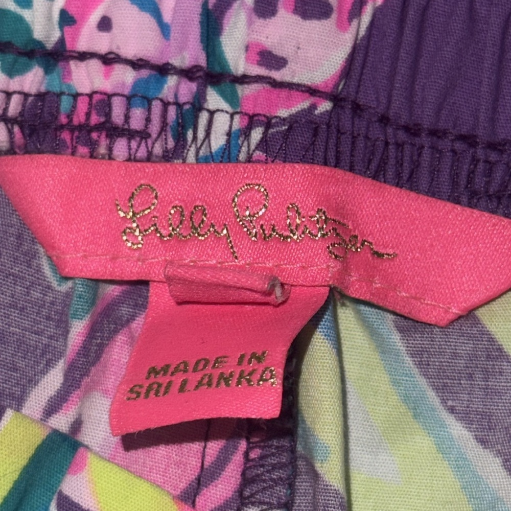 Lilly Pulitzer Floral Party All The Tide 4” Shorts Elastic Waist Pull On XL - Picture 10 of 11